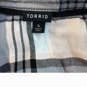 Torrid Plus Size 4X Pink Plaid Button Front Shirt